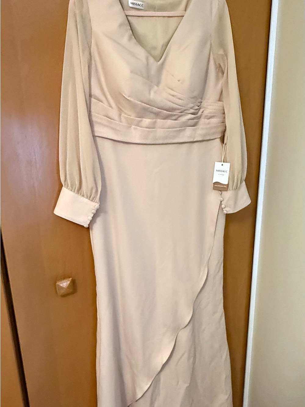Blush Long Sleeve Wrap Maxi Dress. Missacc brand.